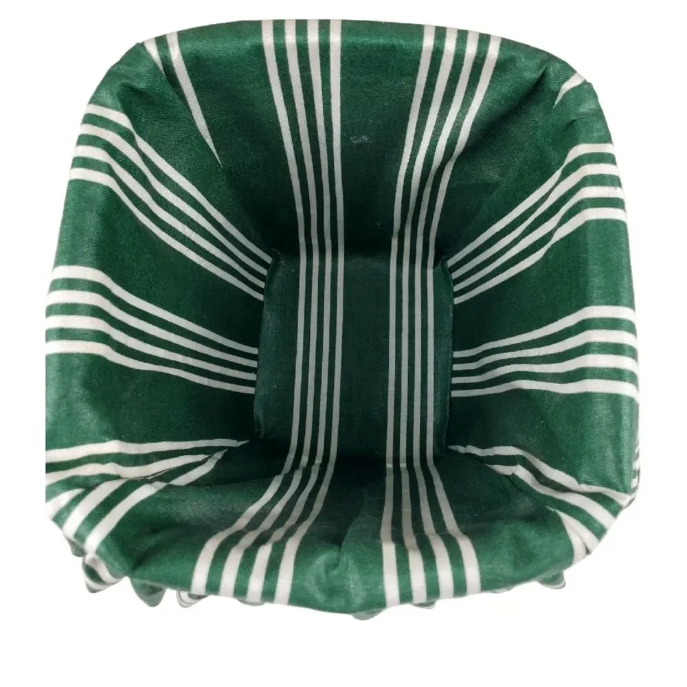 LONGABERGER 1997 Square Basket w Green Stripe Liner & Protector USA